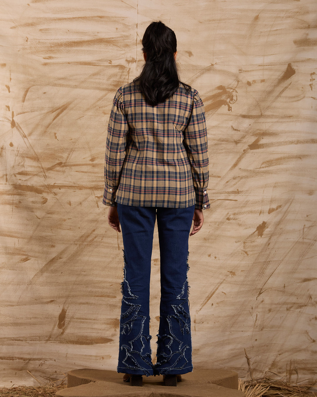 Taalam Roses Embroidered Shirt - Blue