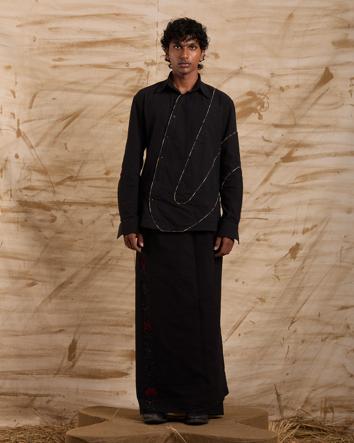 Veshti Hand Embroidered - Black