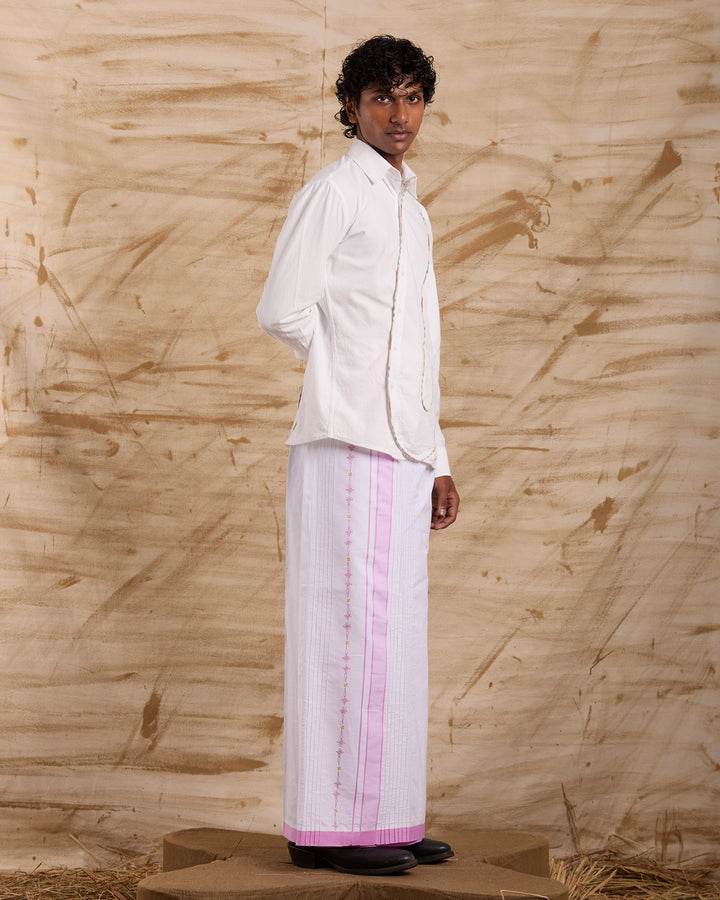 Veshti Embroidered - Pink