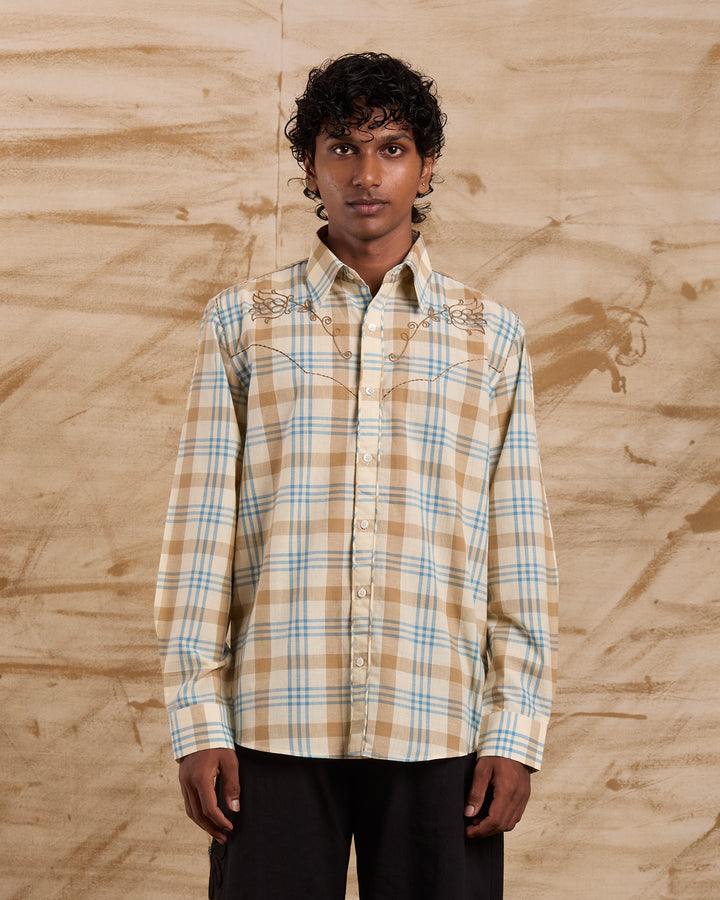 Taalam Roses Embroidered Shirt - Buttercream