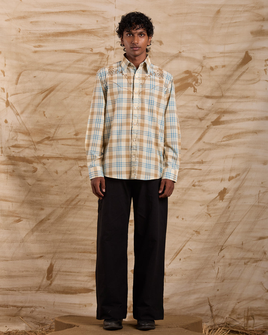 Taalam Roses Embroidered Shirt - Buttercream