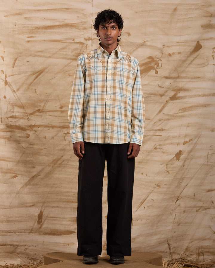 Taalam Roses Embroidered Shirt - Buttercream